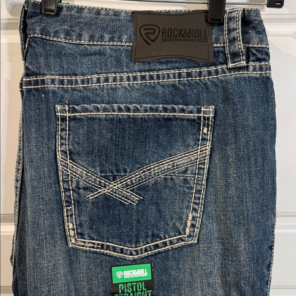 Rock and Roll Denim Jeans Pistol Straight 42x36 NWT - Picture 3 of 6